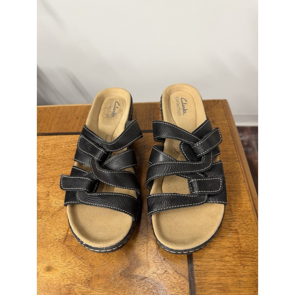 Clarks‎ Women's 7.5 Black Merliah Karli Heeled Sandals (3533) Cushion Walking